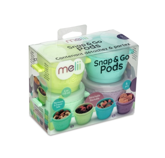 Imagine SET 4 RECIPIENTE PLASTIC SNAP&GO, MELII, 118 ML