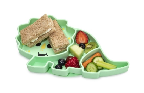 Imagine Farfurie compartimentată din silicon cu ventuză, Melii, model Dinozaur