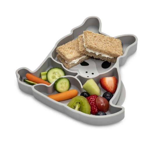 Imagine Farfurie compartimentată din silicon cu ventuză, Melii, model Bulldog