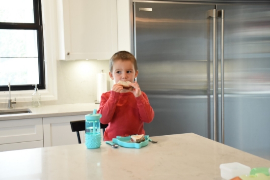 Imagine Farfurie compartimentată din silicon cu ventuză, Melii – Rechin