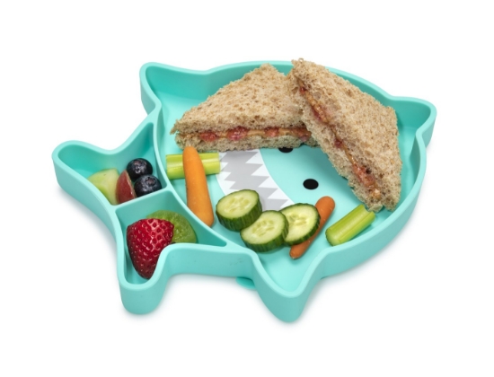 Imagine Farfurie compartimentată din silicon cu ventuză, Melii – Rechin