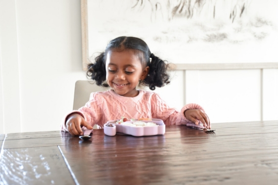 Imagine Farfurie compartimentată din silicon cu ventuză, Melii, model pisică