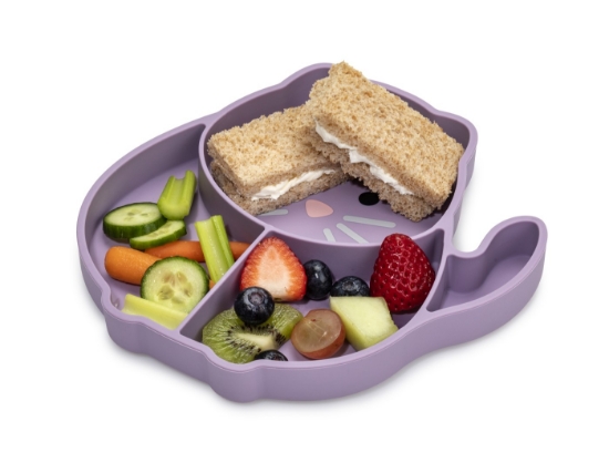 Imagine Farfurie compartimentată din silicon cu ventuză, Melii, model pisică