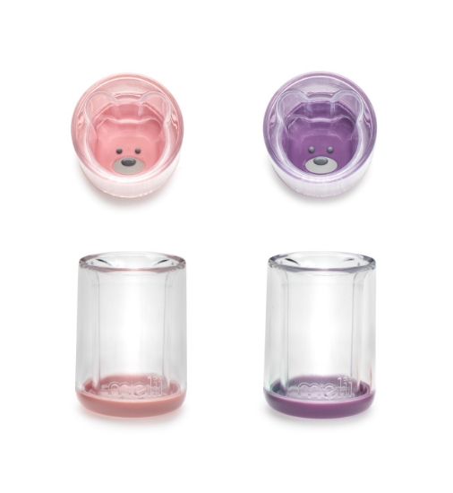 Imagine  Set 2 pahare copii design interior urs, Melii, roz & mov