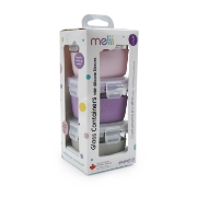 Imagine SET 3 RECIPIENTE STICLA 3 160ML CU HUSA ANTIDERAPANTA SILICON MELII ROZ MOV GRI