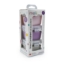 Imagine Set 3 recipiente sticlă 160ml cu husă antiderapantă silicon Melii – Roz, Mov & Gri