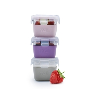 Imagine SET 3 RECIPIENTE STICLA 3 160ML CU HUSA ANTIDERAPANTA SILICON MELII ROZ MOV GRI
