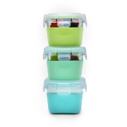 Imagine SET 3 RECIPIENTE STICLA 3 160ML CU HUSA ANTIDERAPANTA SILICON MELII BLUE MINT LIME