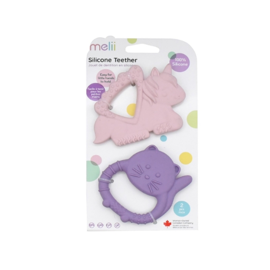 Imagine SET 2 JUCARII DENTITIE SILICON MELII MODEL UNICORN PISICA