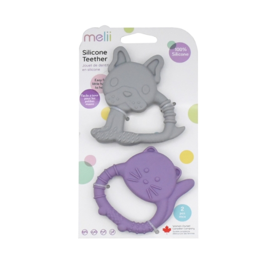 Imagine SET 2 JUCARII DENTITIE SILICON MELII MODEL BULLDOG + PISICA