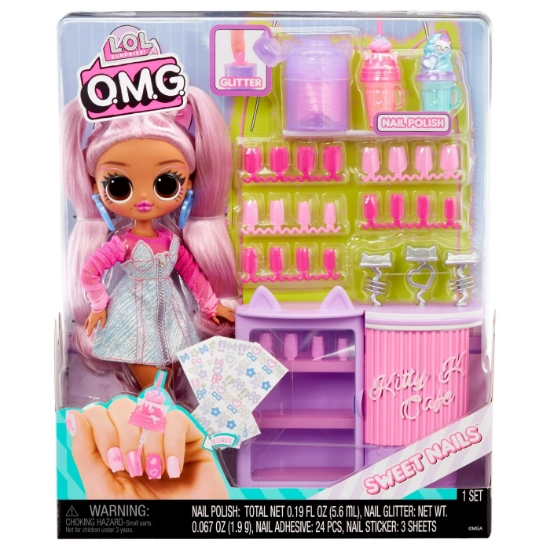 Imagine L.O.L. SURPRISE! OMG SWEET NAILS KITTY K CAFÉ SET PAPUSA CU ACCESORII