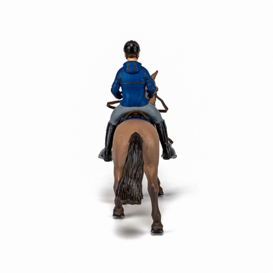 Imagine PAPO FIGURINA SET ECHITATIE CAL SI JOCHEU  IN JACHETA ALBASTRA