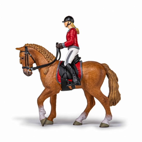 Imagine PAPO FIGURINA SET ECHITATIE CAL SI JOCHERITA IN JACHETA ROSIE