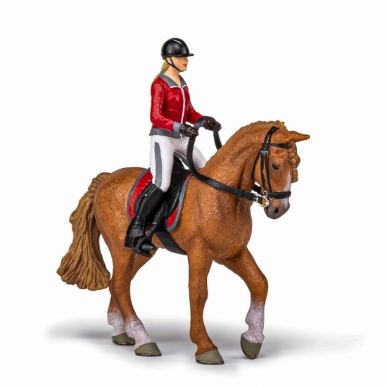 Imagine PAPO FIGURINA SET ECHITATIE CAL SI JOCHERITA IN JACHETA ROSIE