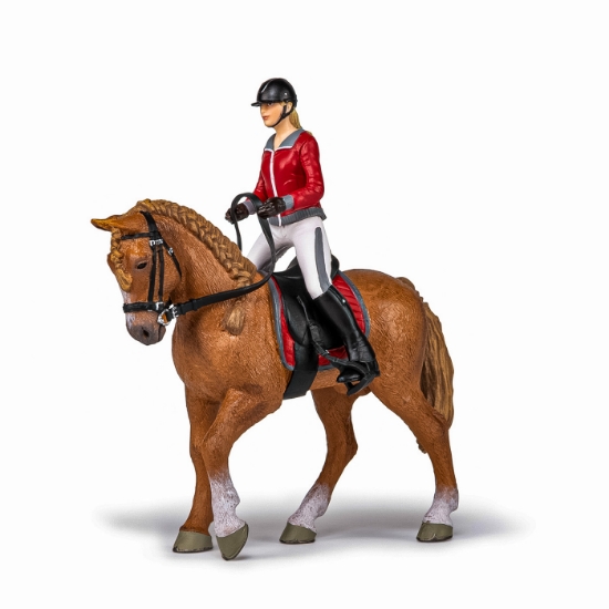 Imagine PAPO FIGURINA SET ECHITATIE CAL SI JOCHERITA IN JACHETA ROSIE