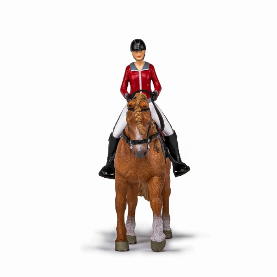 Imagine PAPO FIGURINA SET ECHITATIE CAL SI JOCHERITA IN JACHETA ROSIE