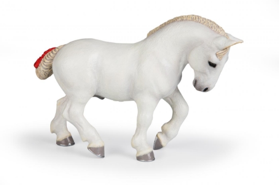 Imagine PAPO FIGURINA PERCHERON ALB CAL DE POVARA