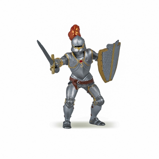 Imagine PAPO FIGURINA CAVALER IN ARMURA ROSIE