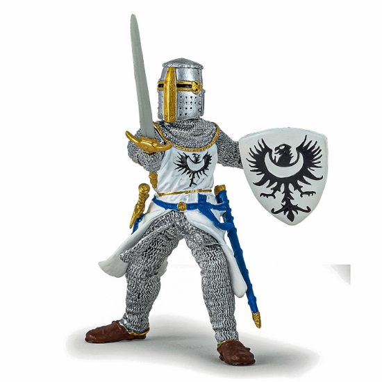 Imagine PAPO FIGURINA CAVALER ALB CU SABIE