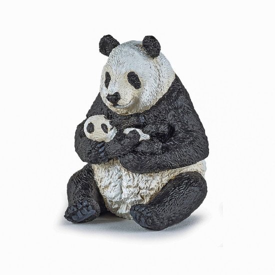 Imagine PAPO FIGURINA URS PANDA SEZAND CU PUI IN BRATE