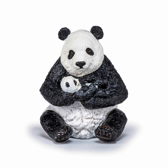 Imagine PAPO FIGURINA URS PANDA SEZAND CU PUI IN BRATE