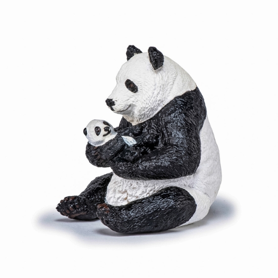 Imagine PAPO FIGURINA URS PANDA SEZAND CU PUI IN BRATE