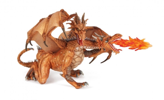 Imagine PAPO FIGURINA DRAGON CU DOUA CAPETE AURIU