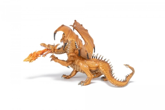Imagine PAPO FIGURINA DRAGON CU DOUA CAPETE AURIU