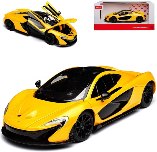 Imagine Mașinuță metalică McLaren P1 galben scară 1 la 24