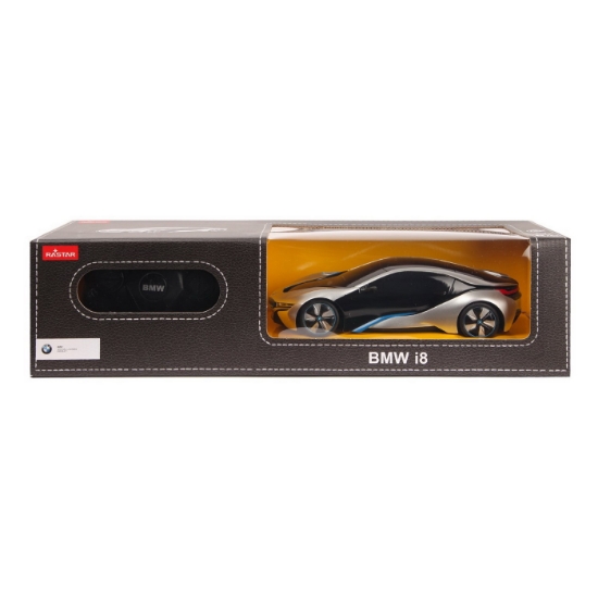 Imagine MASINA CU TELECOMANDA BMW I8 ARGINTIE SCARA 1 LA 24