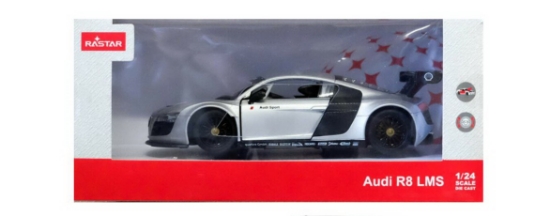 Imagine Mașinuță metalică Audi R8 argintie scară 1 la 24