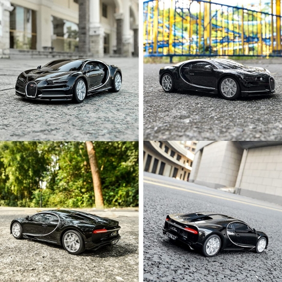 Imagine MASINA CU TELECOMANDA BUGATTI CHIRON NEGRU CU SCARA 1 LA 24