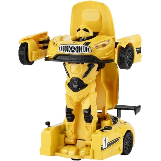 Imagine Mașinuță metalică convertibilă Mercedes Benz GT3 galbenă cu scară 1 la 32