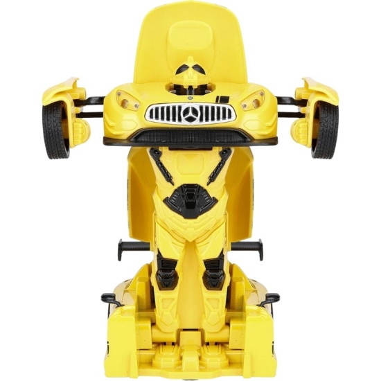 Imagine Mașinuță metalică convertibilă Mercedes Benz GT3 galbenă cu scară 1 la 32