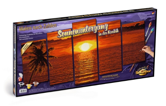 Imagine KIT PICTURA PE NUMERE SCHIPPER APUS IN CARAIBE, 5 TABLOURI