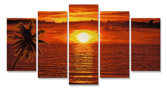 Imagine Kit pictură pe numere Schipper Apus în Caraibe, 5 tablouri