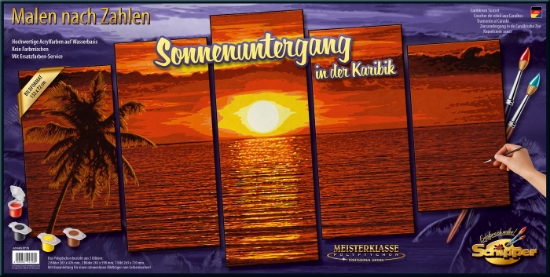 Imagine Kit pictură pe numere Schipper Apus în Caraibe, 5 tablouri