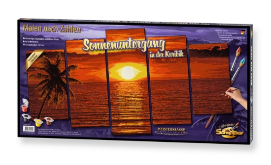 Imagine Kit pictură pe numere Schipper Apus în Caraibe, 5 tablouri