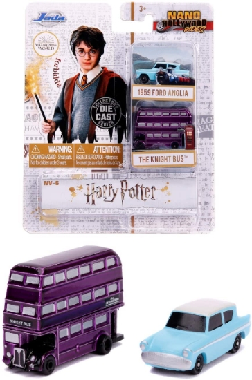 Imagine Harry Potter 2 set 2 mașinuțe The Knight Bus și Ford Anglia 1959