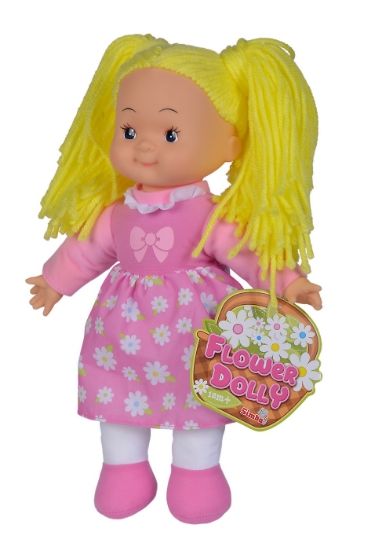 Imagine PAPUSA FLOWER DOLLY DIN MATERIAL TEXTIL 38CM CU PARUL GALBEN