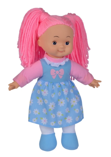 Imagine PAPUSA FLOWER DOLLY DIN MATERIAL TEXTIL 38CM CU PARUL ROZ