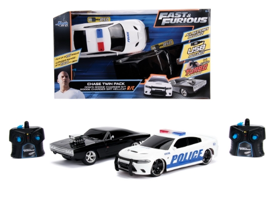 Imagine Set mașinuțe Fast and Furious RC Toyota Supra & Dodge Charger SRT, scară 1:16