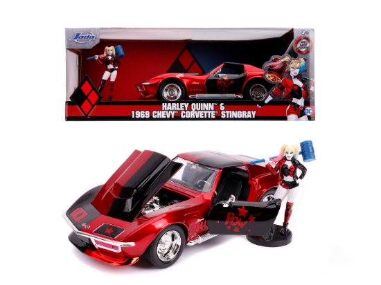 Imagine Mașinuță din metal Harley Quinn 1969 Chevy Corvette scară 1:24