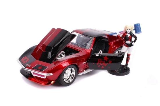 Imagine Mașinuță din metal Harley Quinn 1969 Chevy Corvette scară 1:24