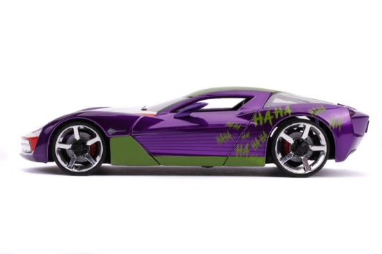 Imagine Masinuta metalica Chevy Corvette Stingray 2009 și figurina Joker, scara 1:24