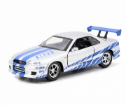 Imagine SET MASINUTE METALICE FAST & FURIOUS BRIAN'S NISSAN SKYLINE GT-R(BNR34) SCARA 1 LA 32
