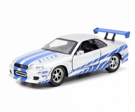 Imagine Set mașinuțe metalice Fast & Furious Brian's Nissan Skyline GT-R (BNR34) scară 1:32
