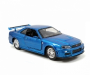 Imagine SET MASINUTE METALICE FAST & FURIOUS BRIAN'S NISSAN SKYLINE GT-R(BNR34) SCARA 1 LA 32