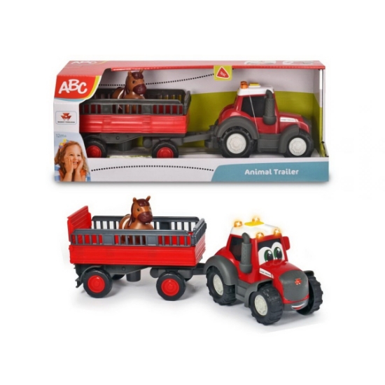 Imagine TRACTORAS CU REMORCA PENTRU ANIMALE CU FIGURINA CALUT