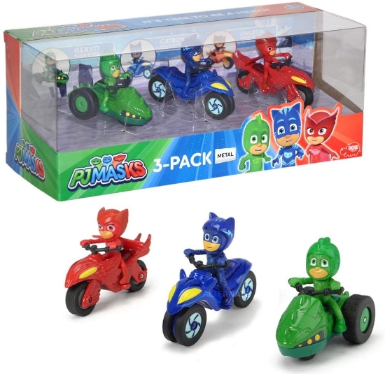 Imagine Eroi în pijamale set 3 motociclete cu figurină scară 1:64